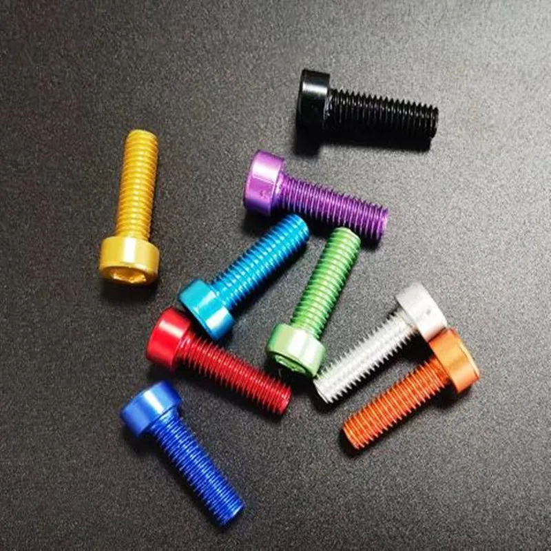 

10 шт. анодированных цветных алюминиевых винтов DIN912 M3 M4 M5 M6 с шестигранной головкой под ключ (винты-болты)