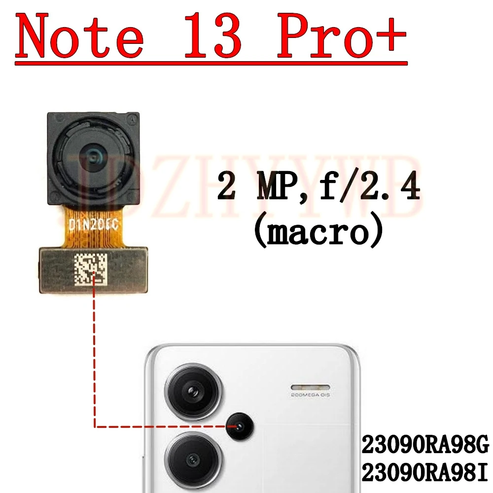 Front Rear Camera For Xiaomi Redmi Note 13 Pro+Plus 5G Frontal Selfie Wide Back Facing Main Camera Module Flex Cable image 5