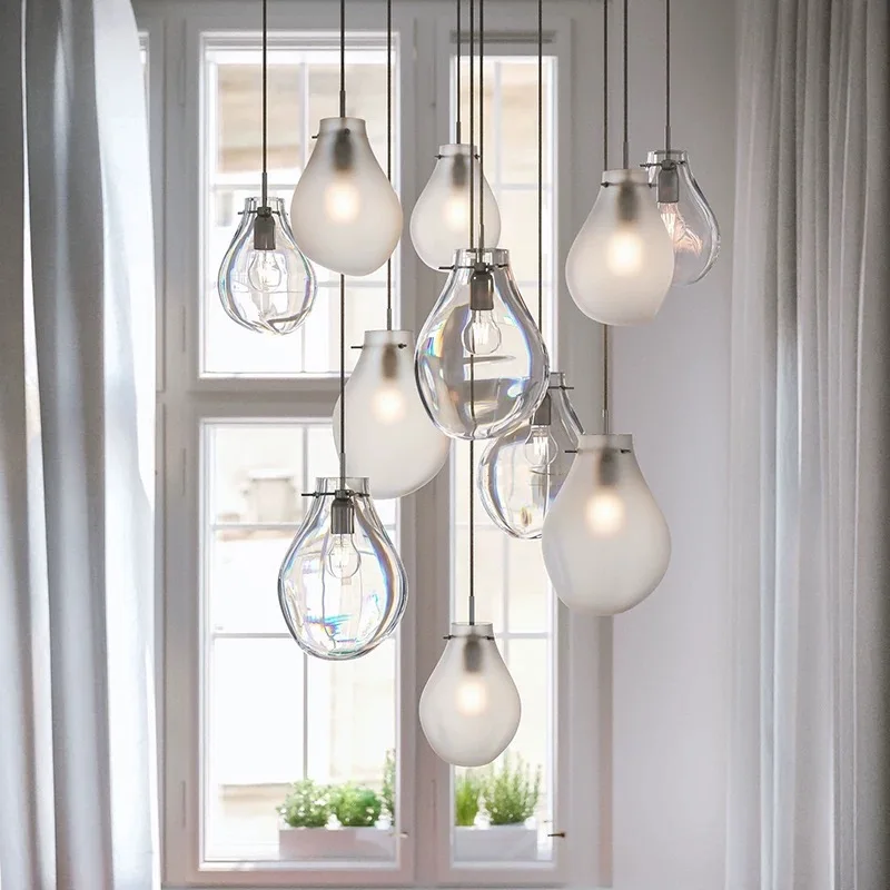 Scandinavian Glass Pendant Light, Creative Restaurant, Hotel Bar Ceiling Decoration, Colourful Electroplated Glass Lustre