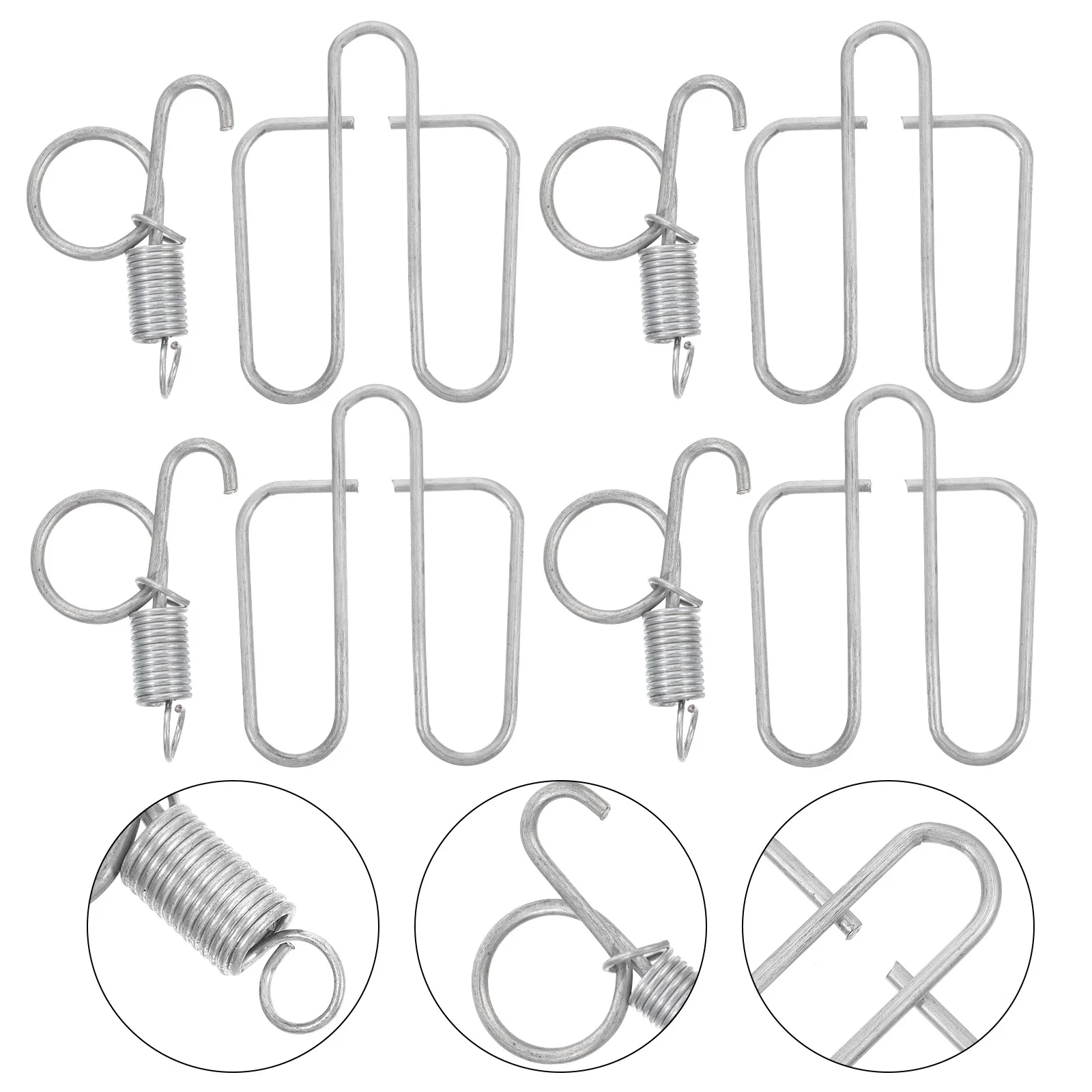 

6 set Rabbit Door Spring Hook Silver Stainless Steel Pet Cage Accessory For Chicken Pigeon Bird Hamster Quail Cage Locking