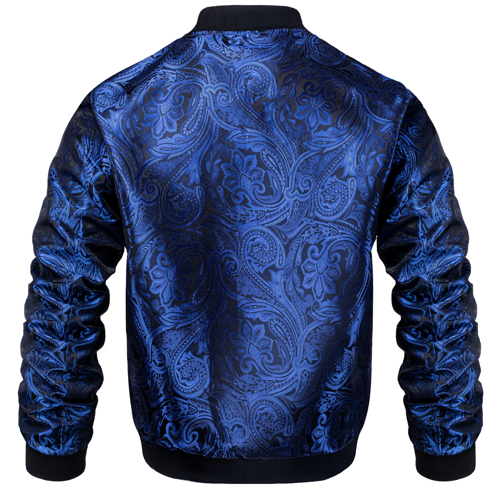 Navy Blue Jacket for Man Jacquard Zipper Coat Pasiley Woven Sport Streetwear Uniform Long Sleeves Man Tops suit for Fall Winter