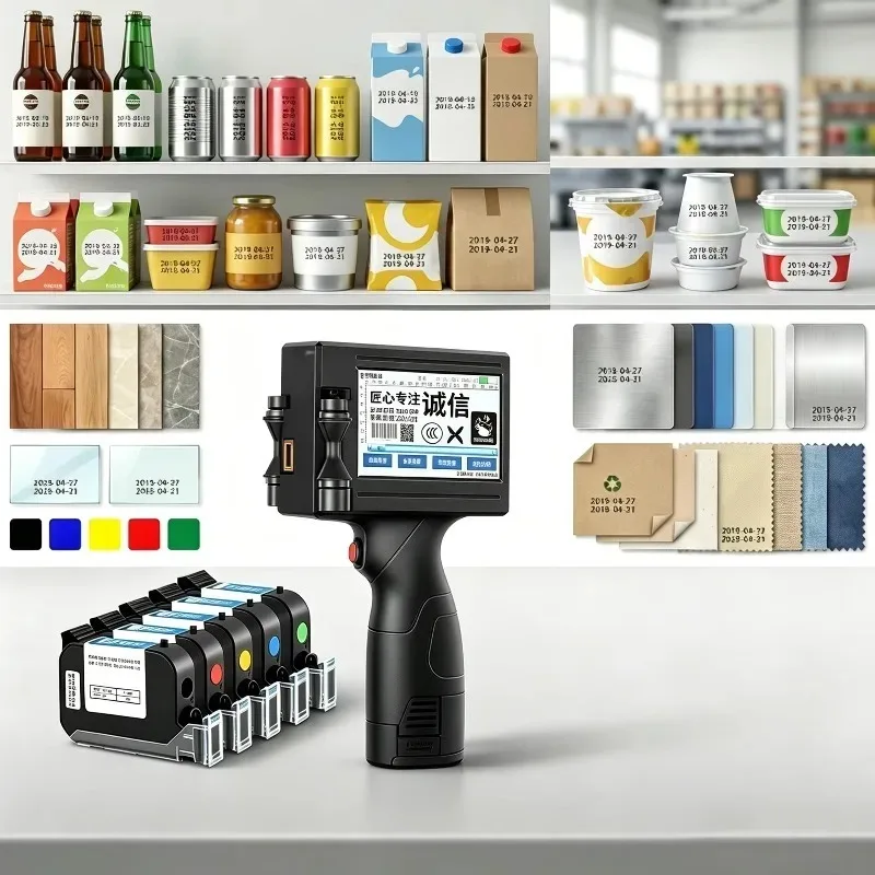 Aisomark 12.7MM Handheld Inkjet Printer, 27 Languages 600DPI 4.3Inch Industrial Coder for Flex