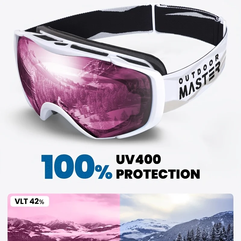 OutdoorMaster Ski Goggles with Cover Snowboard Snow Goggles OTG Anti-Fog