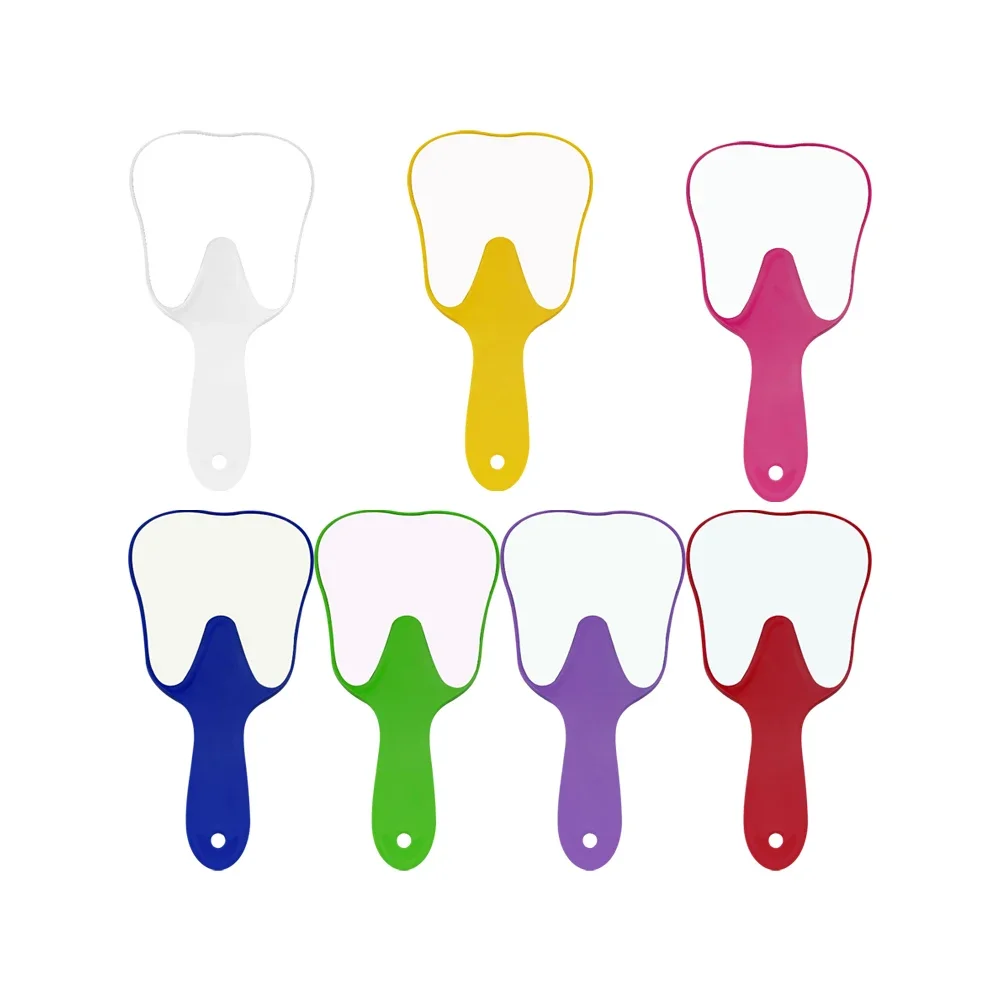 1Pcs PVC Unbreakable Hand Mirror Tooth Shaped Handheld Mirror Dental Mouth Examination Makeup Mirror Dentistry Accessories Gifts