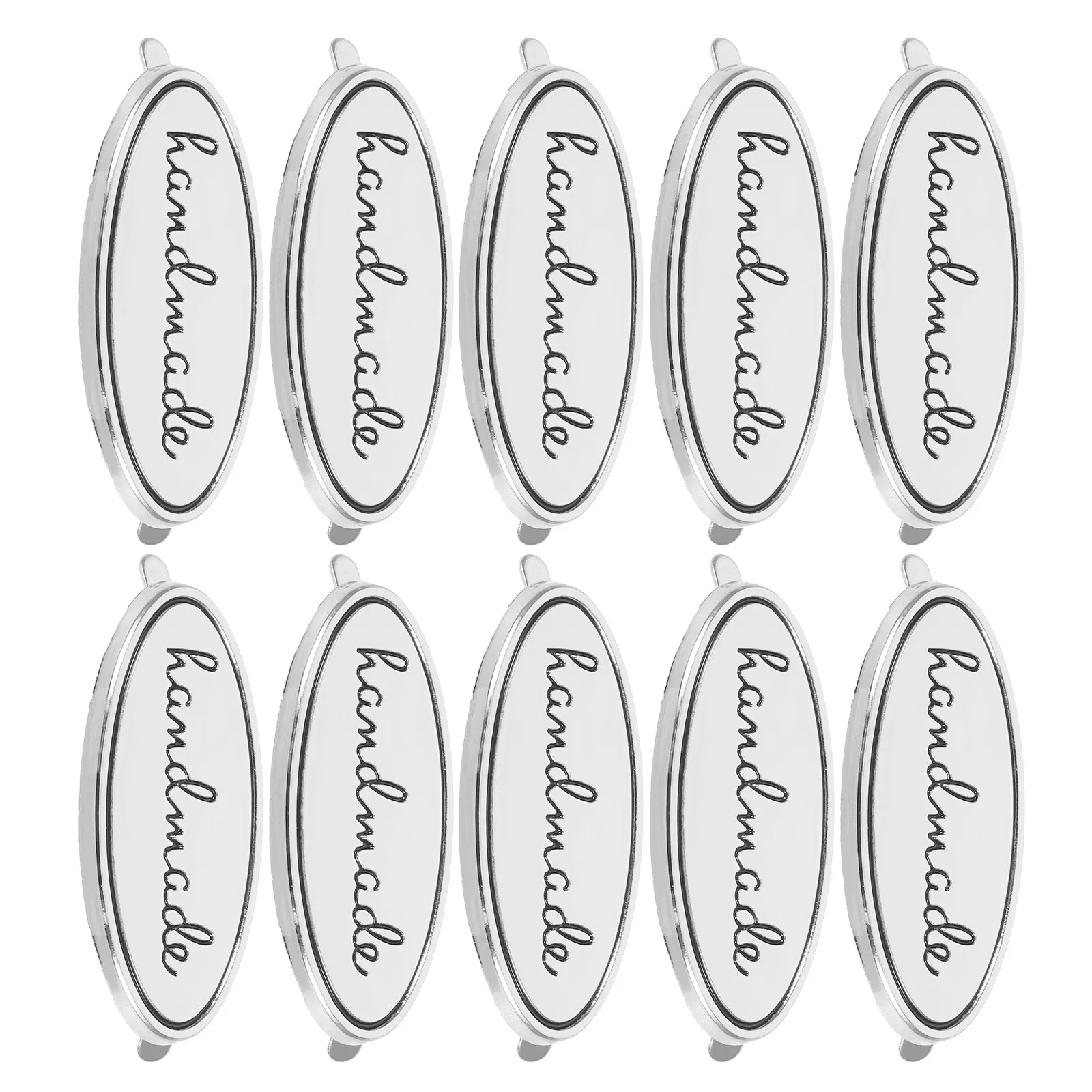 10Pcs Oval Zinc Alloy Clothing Labels Handmade Embossed Metal Tags for DIY Bags Jeans Shoes Hats Sewing Craft Decorative Labels view 5