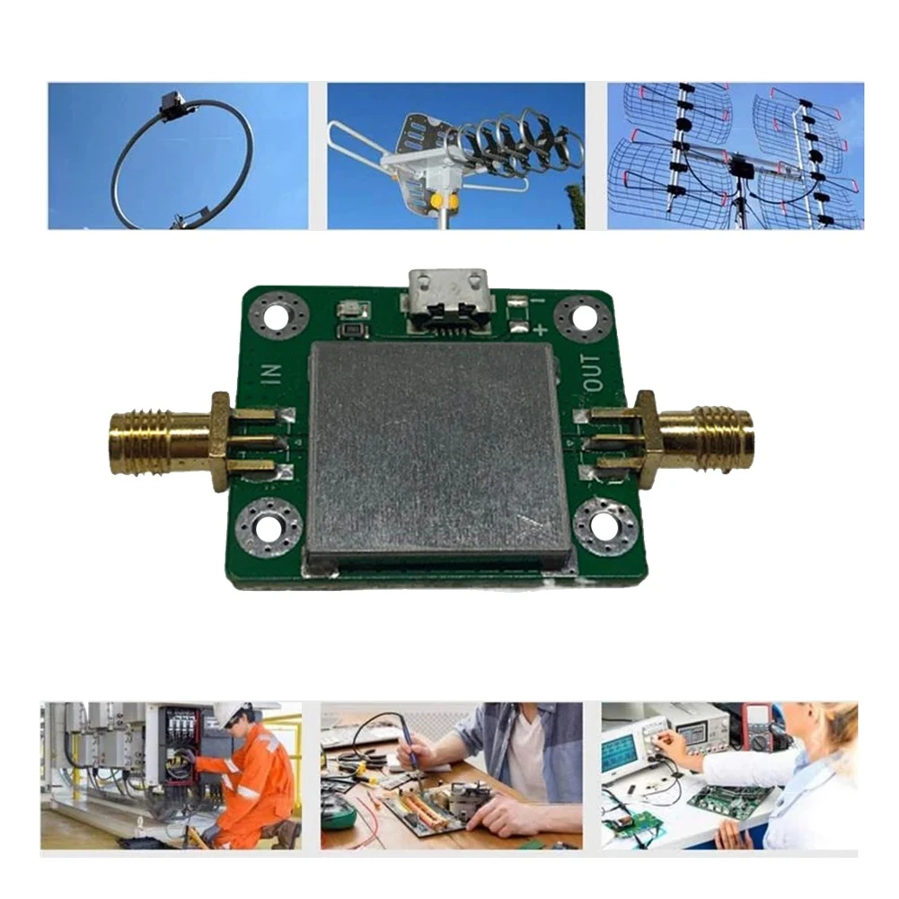 50M-6GHz niski poziom hałasu wzmacniacz fal RF 20DB zysk 50 Ω wzmacniacz fal RF z portem zasilania USB i kablem SMA dla Hackrf H2