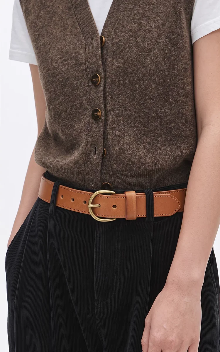 Brown Fashion Retro Decorative Advanced Genuine Leather Women Belt Pin Buckle Casual Waist Belt For Jeans Dress