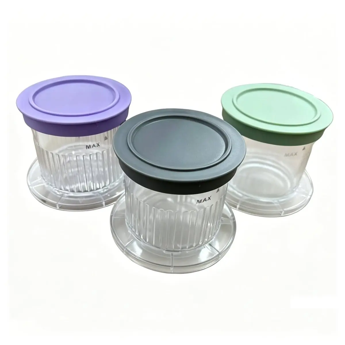 Time Saving 2pack Ice Cream Maker Dessert Cups with Lids for FastFreeze 5-in-1 Ice Cream Grey Green