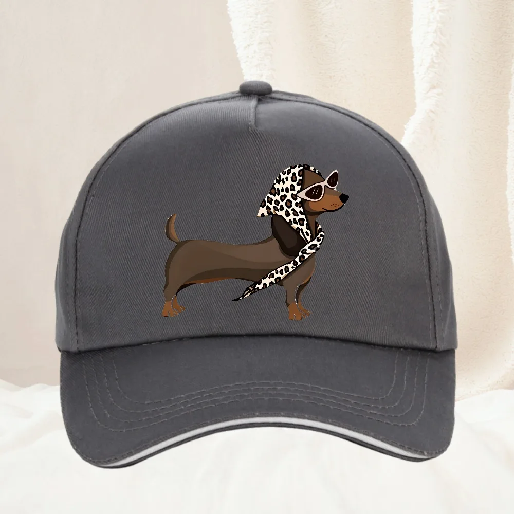 Cute Dachshund leopard print Print Baseball Cap Men Women Vintage Washed Cotton Adjustable Dad Hat Pet Lover Sun Hat 4