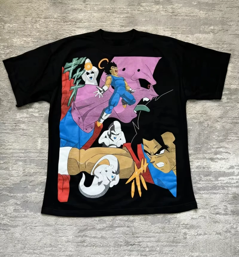 2026 New Hot Summer Dragon Ball Goku & Vegeta Vs Majin Buu 100_ Cotton T-Shirt Men's Plus Size Summer Casual Sports Tee