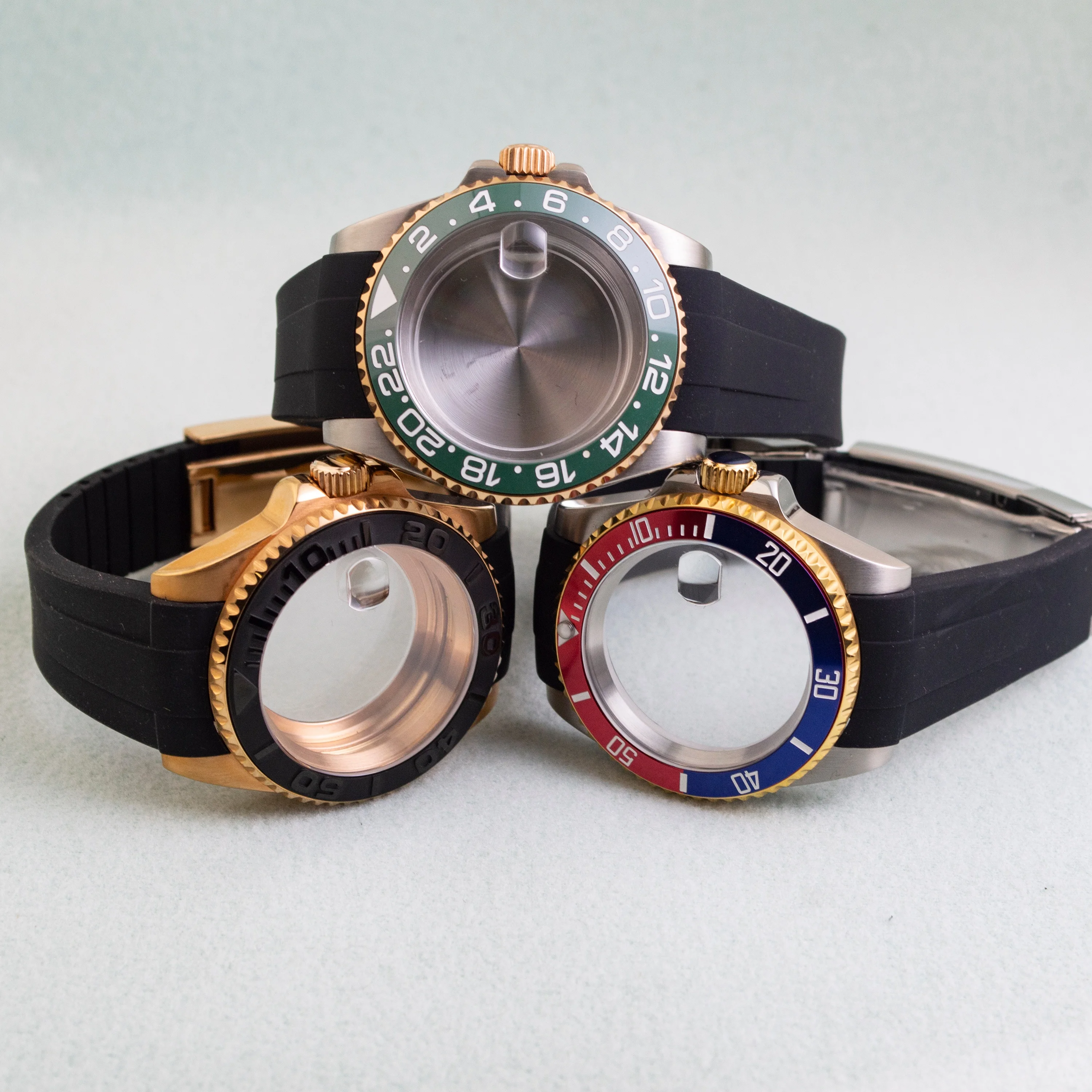 

Yacht-master Case NH35 Case Strap Stainsteel Steel Waterproof Sapphire Glass Watch Rose Casefor NH35 NH36 Mechanical Movement