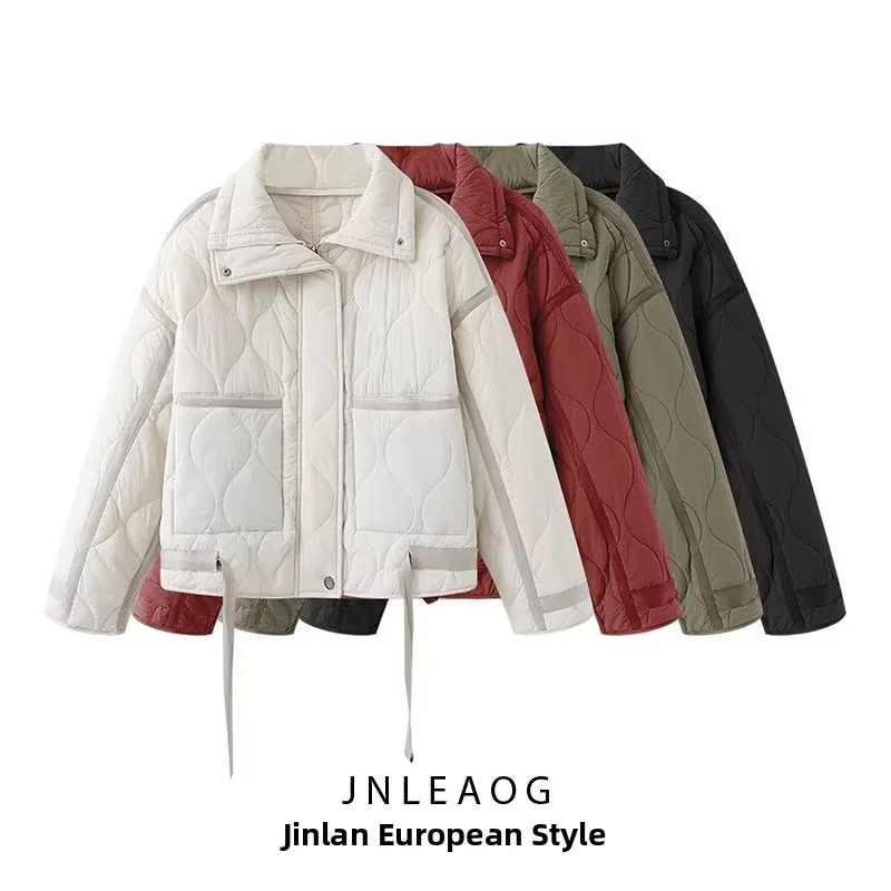 

Faionable Cotton Jaet Outerwear JNLEAOG Women's Street Sle Hooded Zipper Closure Long Sve Regular Fit Pure Color