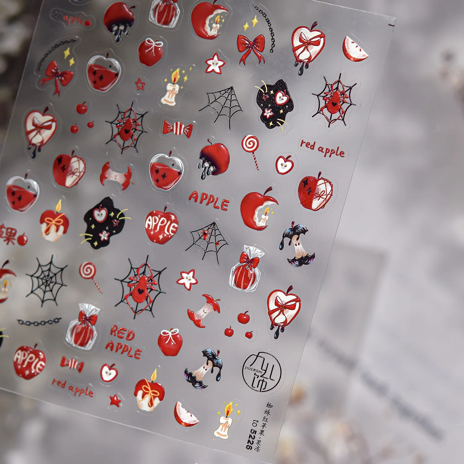 Carino Halloween Delizioso Cibo Dessert Mela Ragno Adesivi per unghie di alta qualità Decorazione per unghie Decalcomanie Design T-5226