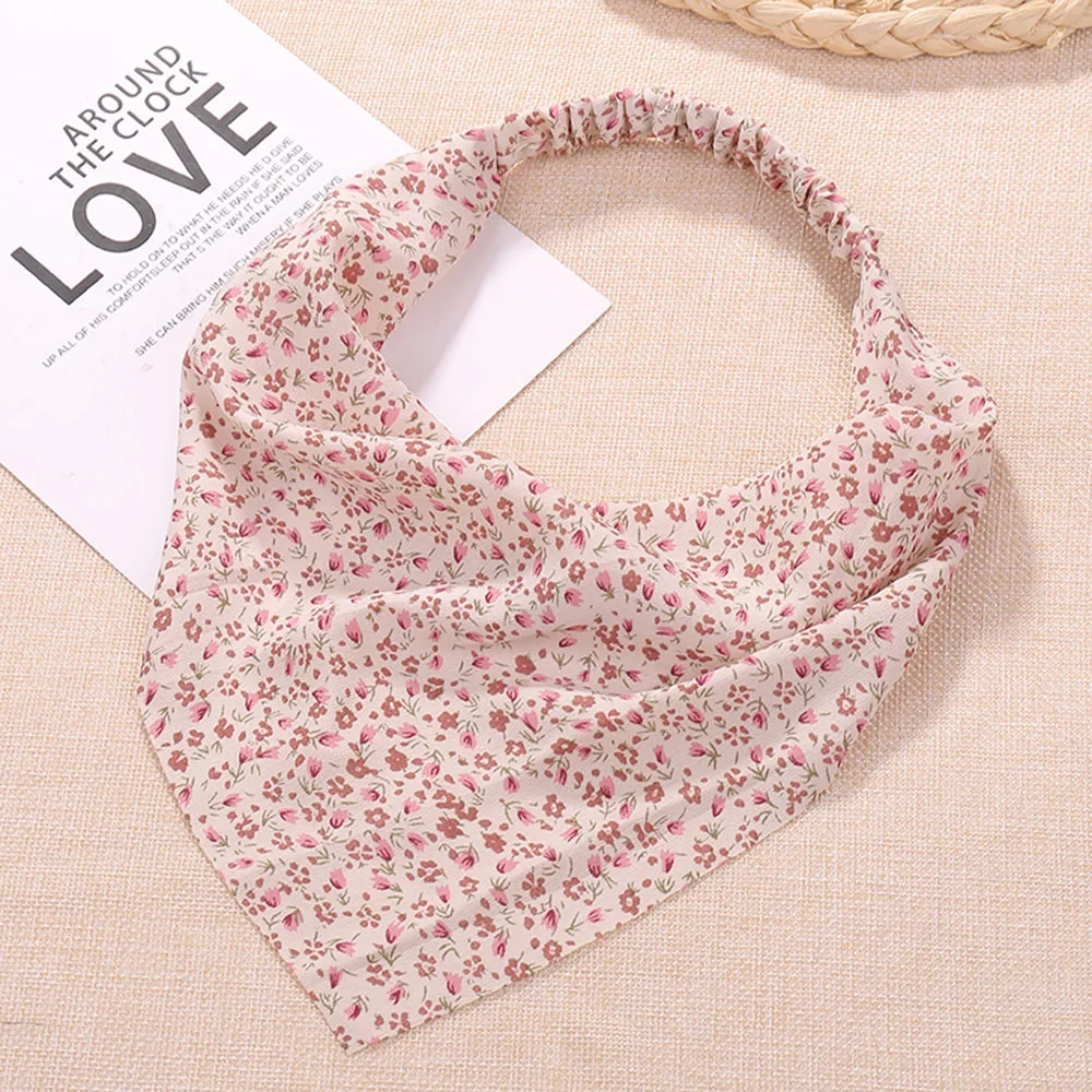 Cute Head Scarf Women Cloth Europe and America Triangle hair headband Floral Turban Hair accessories Elastic headband
