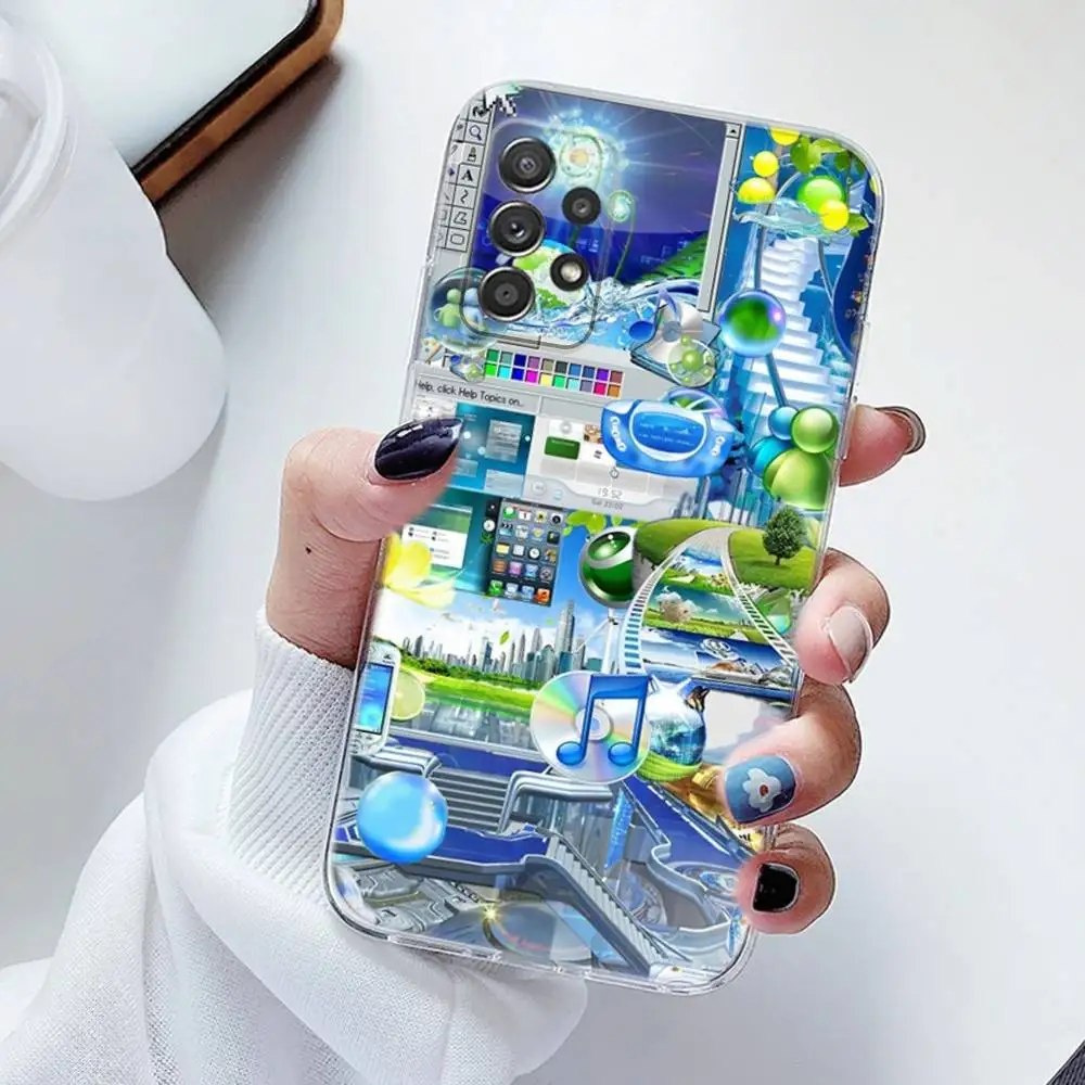 Funda de teléfono Frutiger Aero de silicona para Samsung S23,21,22,20 FE lite,S10,9,PIus,A70, suave y transparente