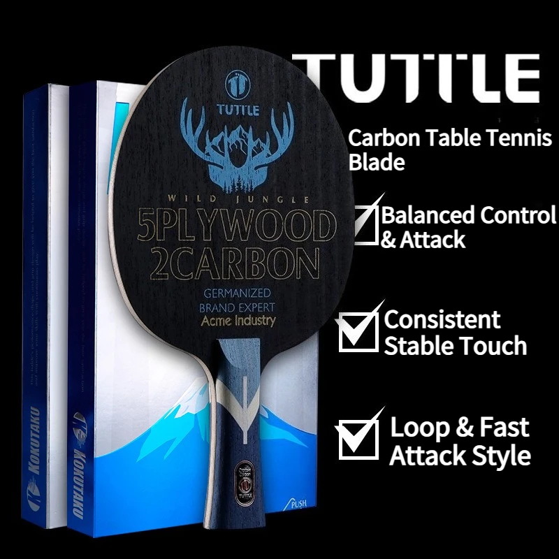 TUTTLE Wild Jungle 7-Ply Table Tennis Blade 5 Wood 2 Inner Carbon Fiber Professional Ping Pong Paddle For Fast Attack & Loop