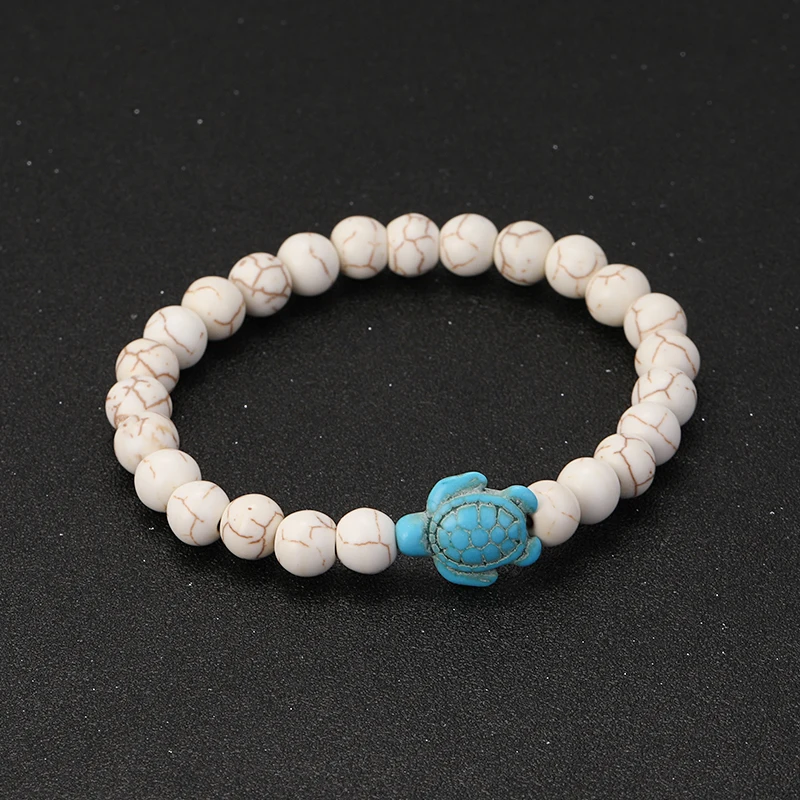 Natural Stone Powder Bangle Women Men Bracelet Beach Beach Turquoise Sea Turtle  Accessories from the marine style collection view 5