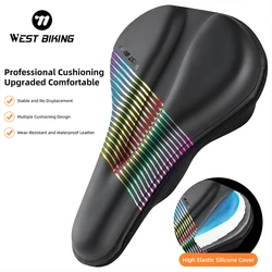 WEST BIKING Thicken Comfortable Bicycle Saddle Cover PU Leather GEL Silicone Cycling Seat Cover Cycling Bike Seat Accessories