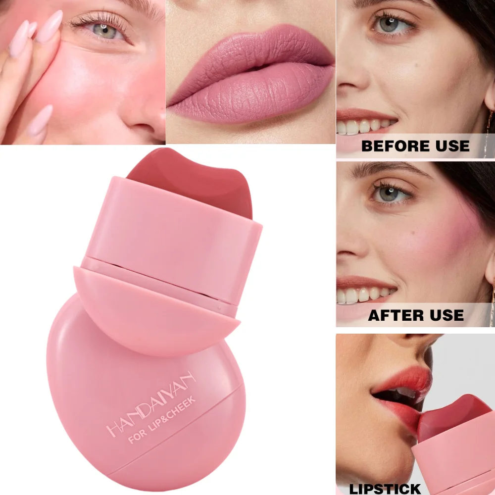 HANDAIYAN Rubor de guijarro rosa mate de 5 colores resistente al agua y al sudor Fácil aplicación de doble uso para labios y mejillas