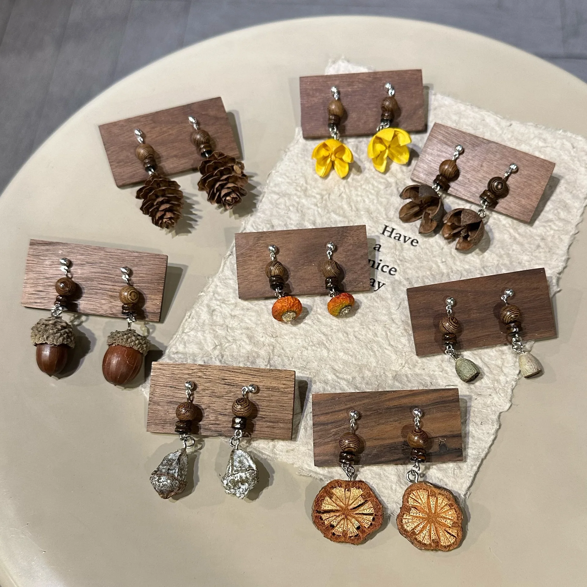 Creative Retro Plant Fruit Forest System Earrings Dried Branch Ear Studs Artistic Girls Feeling Vintage Nature-inspired Jewelry