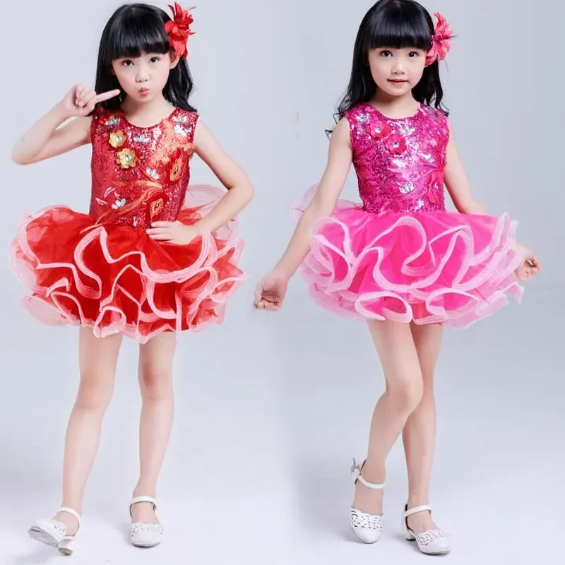 زي رقص مطرز للبنات ، فستان أميرة للزفاف ، ملابس رقص للأطفال ، توتو للأطفال ، ملابس زفاف لموسيقى الجاز