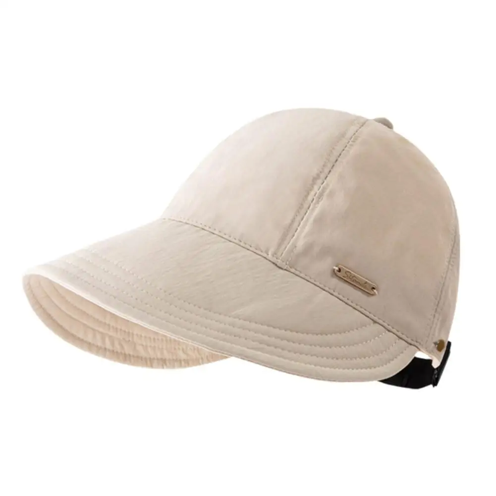 Damen-Fischerhut mit breiter Krempe, UV-Schutz, Pferdeschwanz-Sonnenhut, verstellbar, aus Polyester, für Outdoor-Reisen, Strand, Angeln, Visier, Bucket Cap – Detail 17