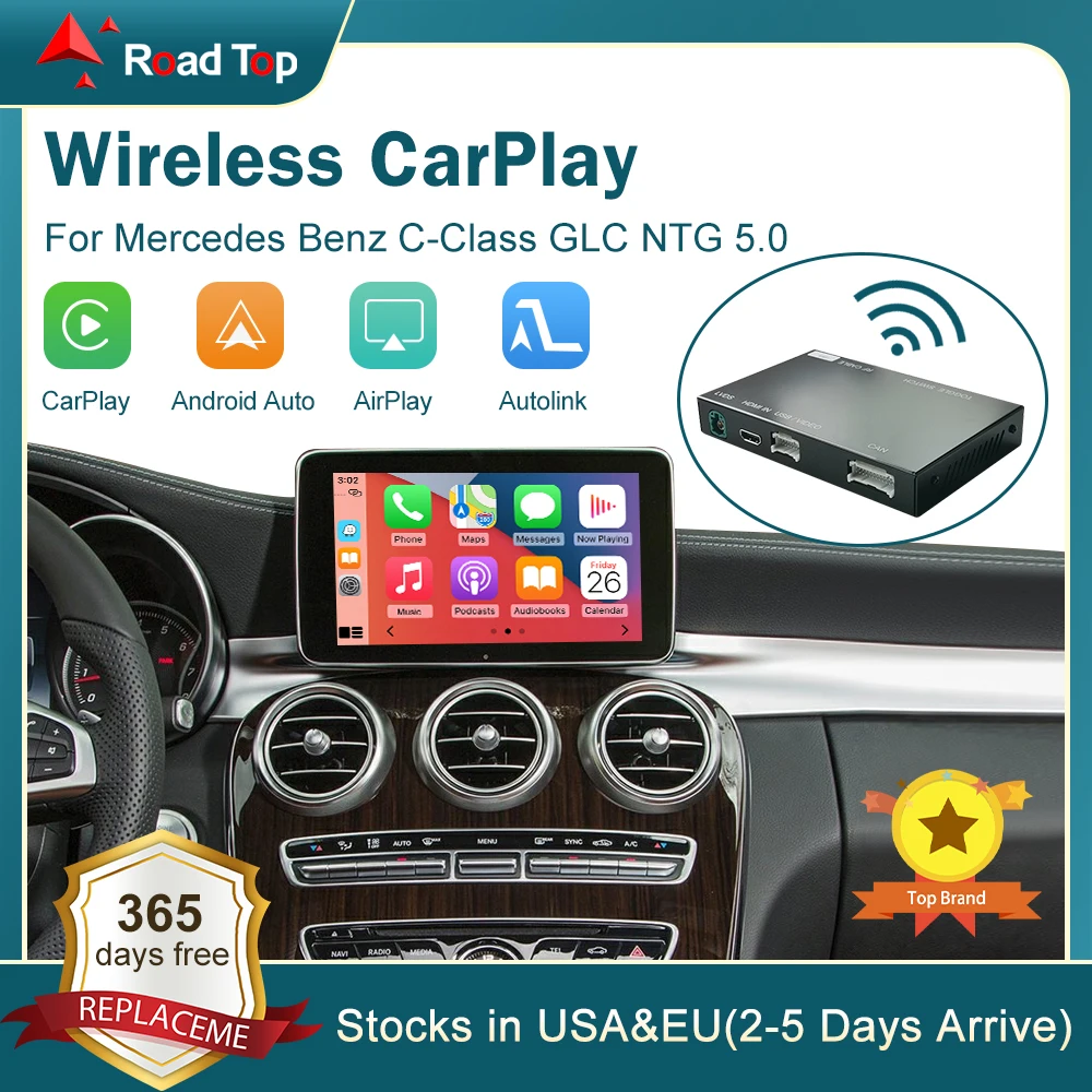 Wireless CarPlay for Mercedes Benz C-Class W205 GLC 2015-2018 with Android Auto Mirror Link AirPlay Car Play