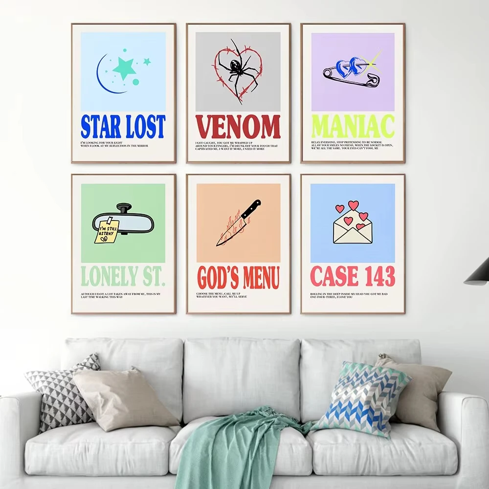 Stray Kids-Póster de álbum de música Kpop, lienzo estético, arte de pared impreso, banda para niños, rapero de Rock, decoración para el hogar y la Oficina, regalos para decoración de la habitación