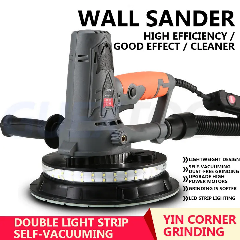 

Electric Drywall Sander Machine 1250W Wall Polishing Machine with LED Handheld Power Tools Wall & Floor Residue Removal Tools