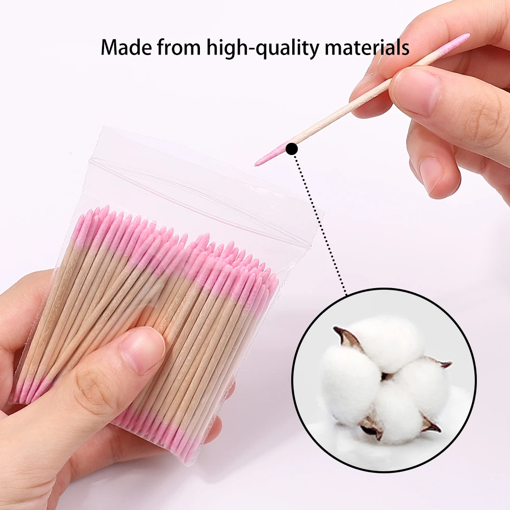 1/2/5/10Pc Nagels Hout Wattenstaafje Schoon Sticks Bud Tip Houten Katoenen Hoofd manicure Detail Corrector Nagellak Remover Art Tool