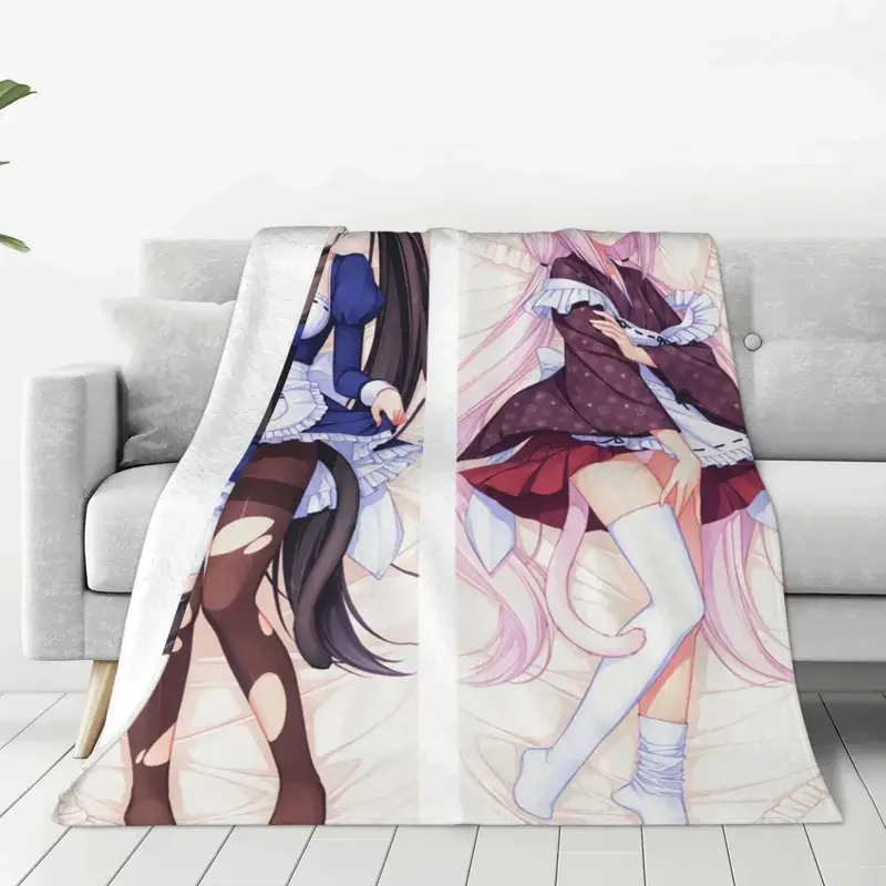 Nekopara Blanket Flannel Throw Blankets Home Couch Printed Lightweight Bedsprea