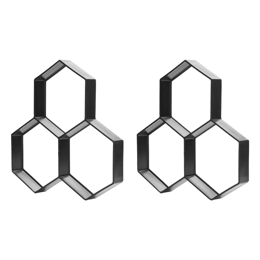 2Pcs Garden Paving Mould Hexagon Plastic Cement Floor Tile Mold DIY Path Paving Mould Reusable Brick Mold for Patios Walkways