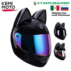 Katzen ohr Motorrad helm für Frauen Voll gesicht Motocross Motorrad Herren Moto Helm atmungsaktive Punkt Zertifizierung Freundin Geschenk