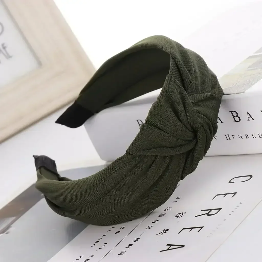 YUEHAO Heardband Fashion Bow Knot Solid Hairband Women Hair Head Hoop Sweet Girls Hair Headband Army Green