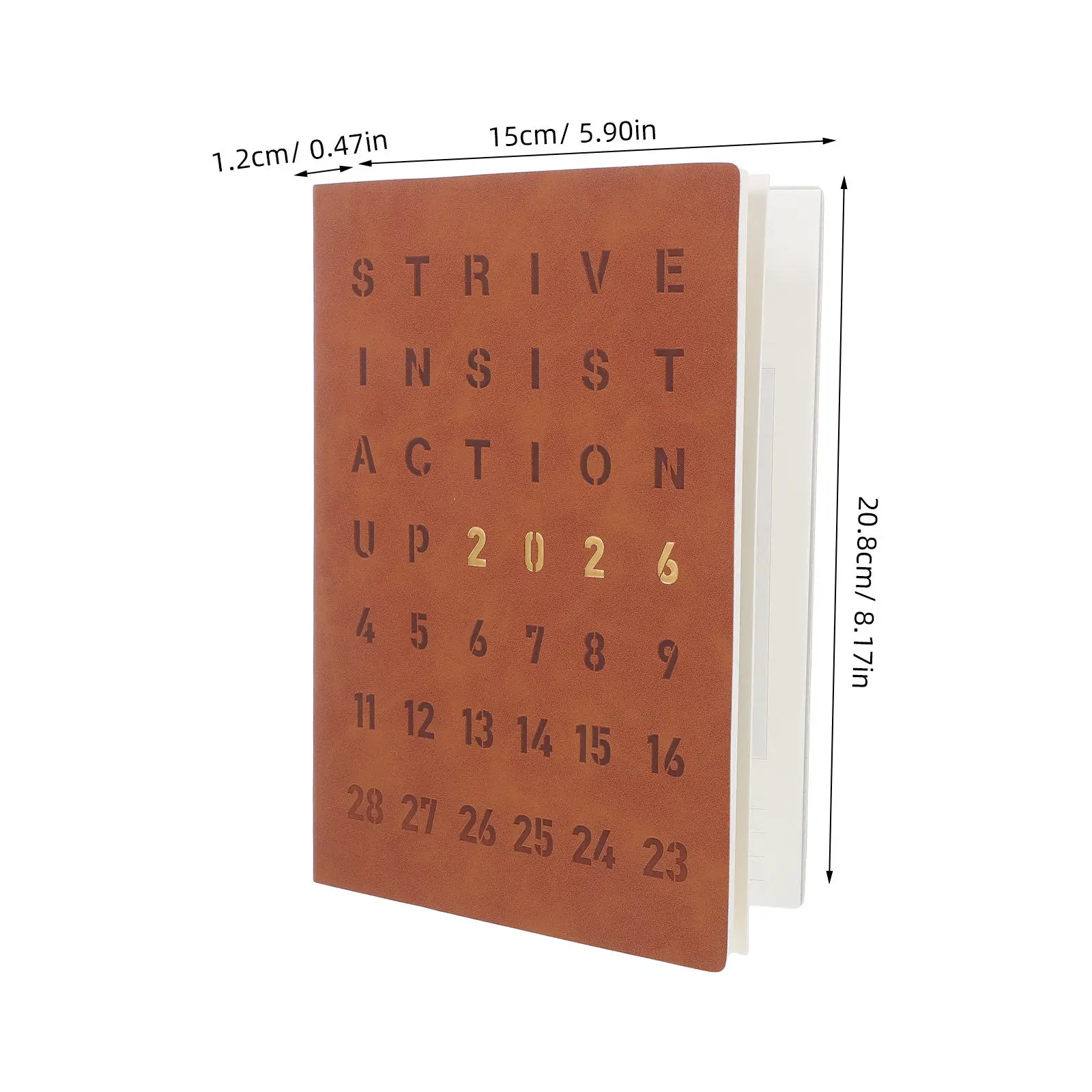 Hardcover 2026 Daily Planner Notebook Elegant English Layout Efficient Time Management Portable Small Size for Travel Work Study