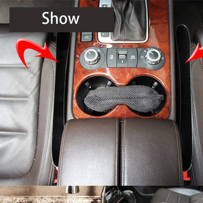 

1pcs Car Seat Car Seat Filler Gap Organizer Thick Durable Storage Bin For Phone Sunglasses Pens Auto Interior Gap Pocket Black