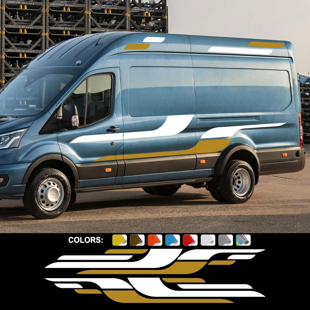 Auto-Seitenaufkleber für Ford Transit MK8 2014–2021, Wohnmobil, Streifen, Wohnmobil, Van, Grafiken, Sport, Vinyl-Aufkleber, Tuning-Zubehör
