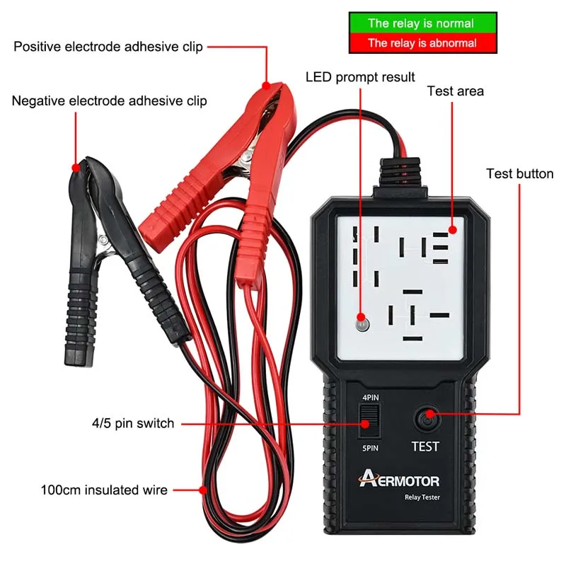 Aermotor 12V 24V Car Relay Tester Electronic Automotive Relay Detector Auto Battery Checker Alternator Analyzer Diagnostic Tool