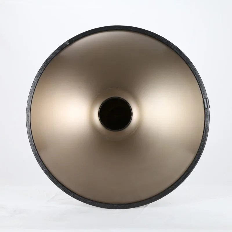 Tambor de mão artesanal dourado, tambor de aço Handpan, D, 9 notas, 22 polegadas, com alça e suporte