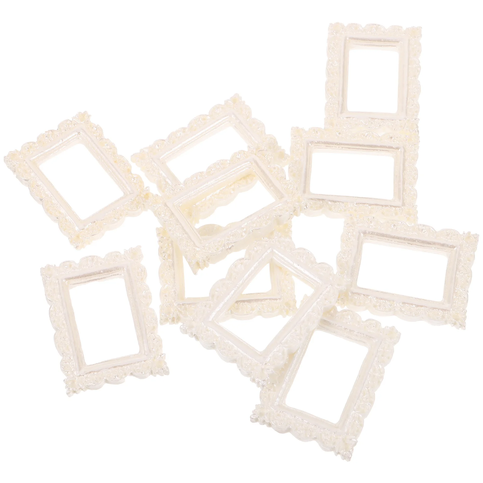 10 Pcs Collage Picture Frames Photo Ornaments Mini Vintage House Resin Simple Decoration White House Picture Frame for