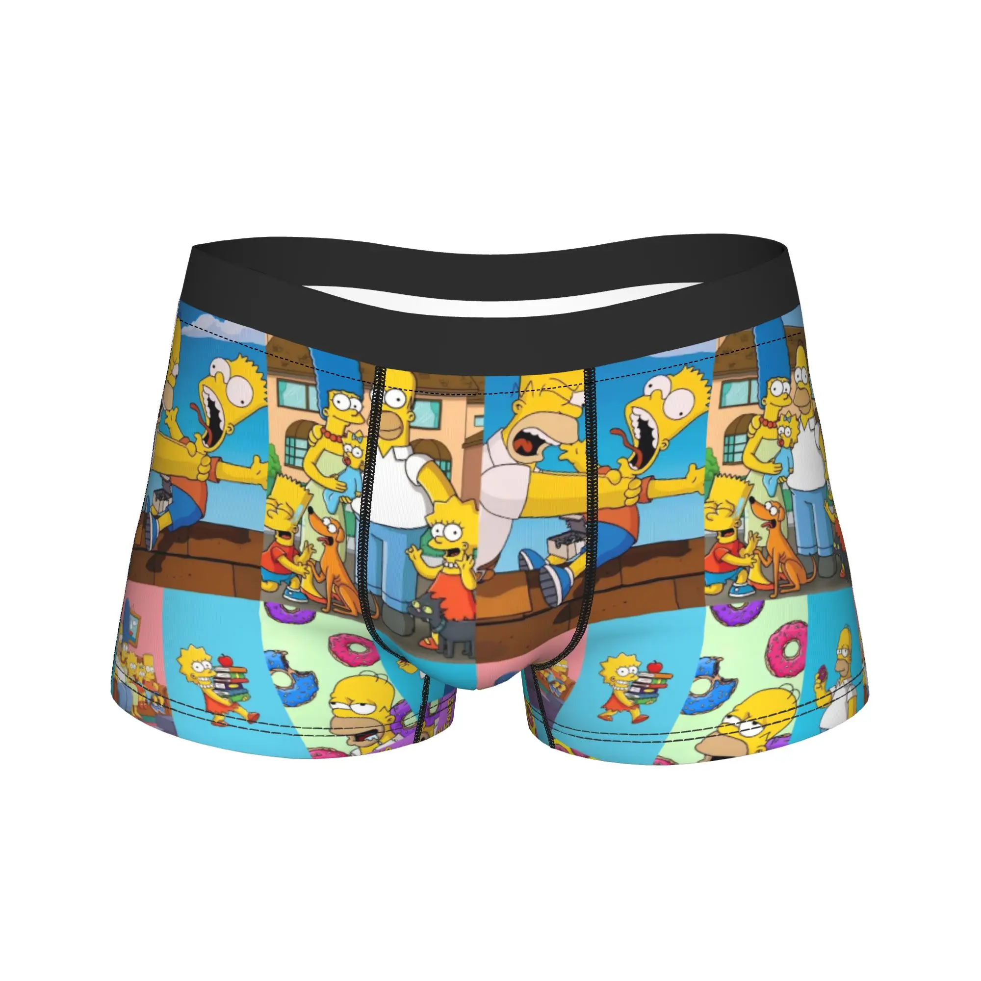 Men's S-Simpsons Cartoon Long Underwear  Humor Boxer Briefs Shorts Panties Male Soft Underpants Plus Size