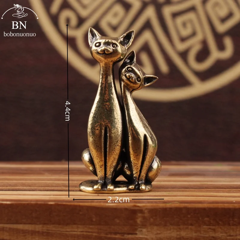 Antique Copper Couples Lovers Figurines Miniatures Desktop Ornaments Cute Animal Statue Tea Pet Home Decoration Accessories