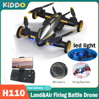 JJRC H110 RC Drone 8K Camera Dron Wifi Fpv Land&Air Firing Battle Drone Quadcopter Helicopter Aircraft Children Christmas Gifts