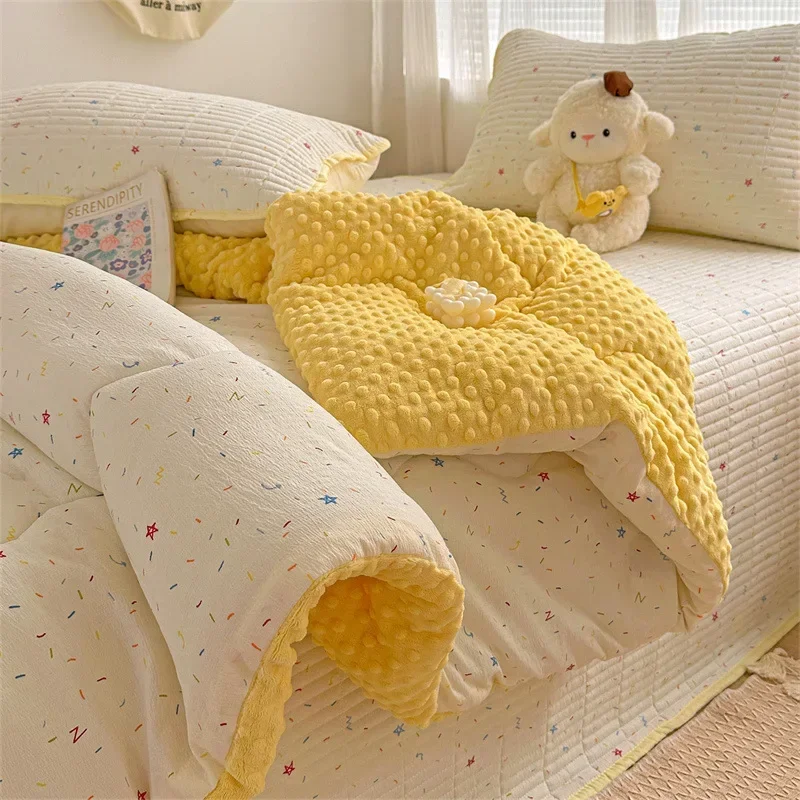 Soft Lightweight Print Cotton Quilt Thickened Spring Autumn Quilts Autumn Winter 3kg 4kg 5kg Warm Blanket Single Double Duvets