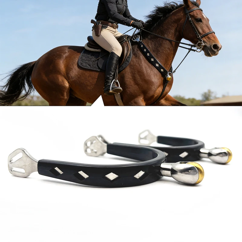 

Rubber Coated Roller Spurs with Smooth Rolling Ball, Equestrian Horse Spurs for Riding Training & Competition, Durable Metal