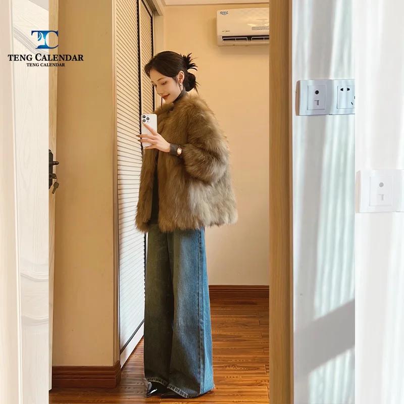 Coffee Colored Otter Rabbit Fur Coat, High-end Fur Integrated Eco-friendly Fur Coat, Women's Autumn and Winter 2024 New Model