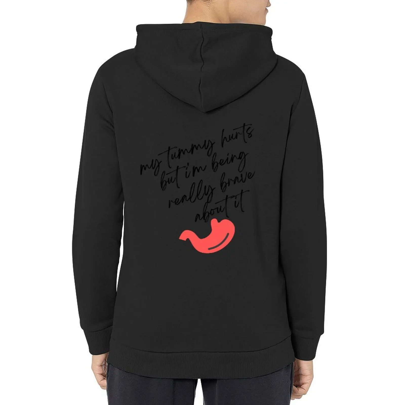 

my tummy hurts but i'm being really brave about it Hoodie men's coat autumn autumn clothes men's clothing new hooded tee