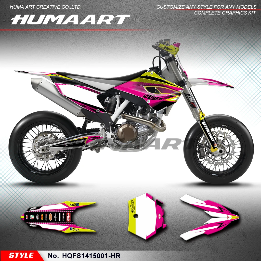 

HUMAART стикер MX наклейка Мотокросс стикер Custom Vinyl Decal Kit для Husqvarna FS450 2014 2015, HQFS1415001-HR