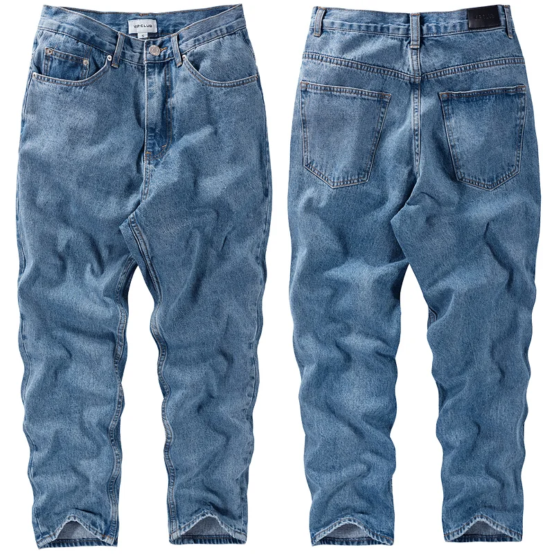 

Новые мужские джинсы VIP Spring Autumn: модные корейские джинсы-харланы, прямые, свободные, повседневные брюки из денима (9/10 длины)
