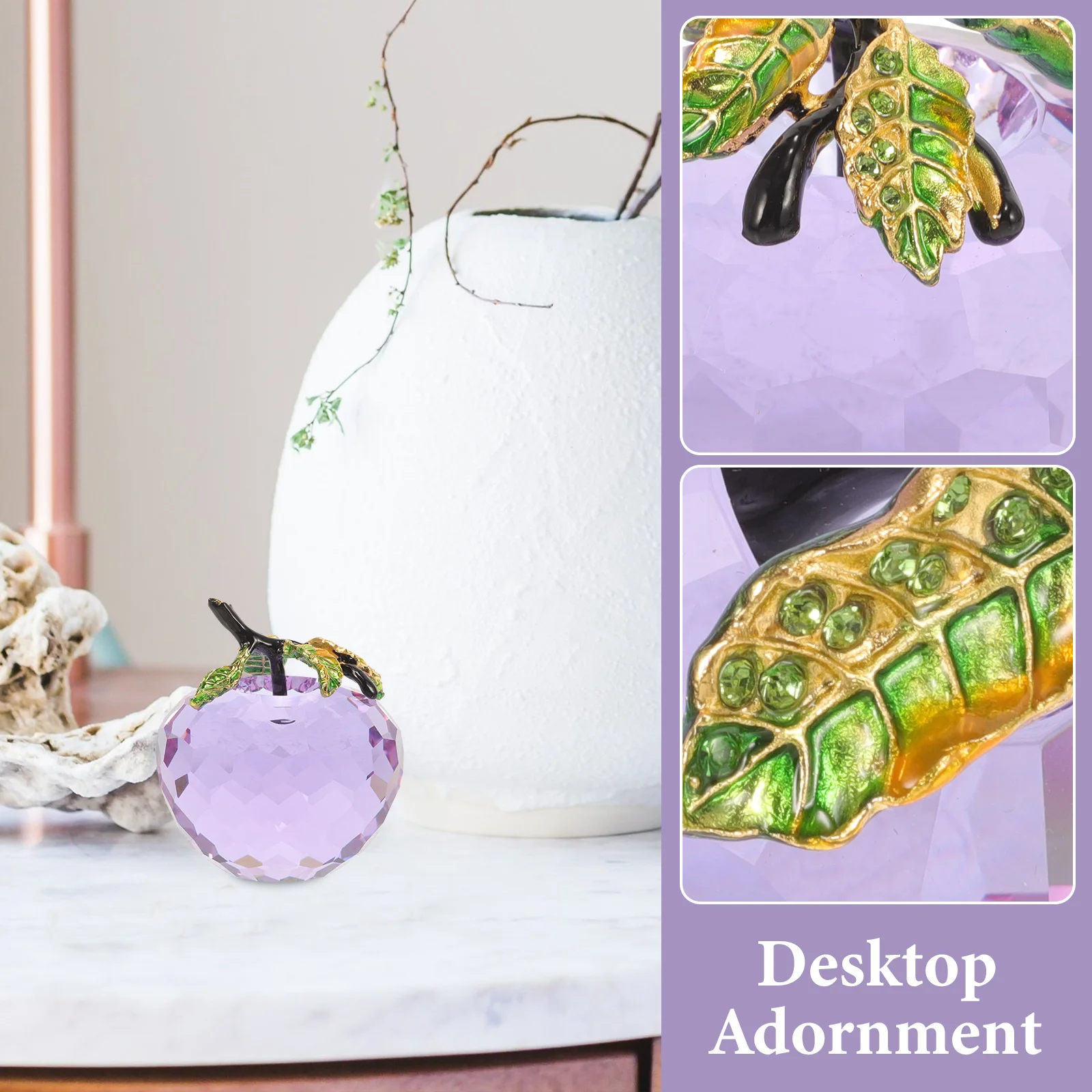 

1Pcs Crystal Faceted Apple Xmas Decoration Desktop Ornament Home Decor Creative Christmas Crystal Adornment Tabletop Ornament